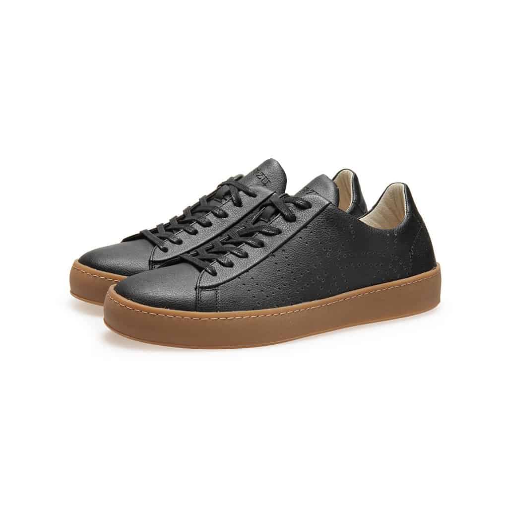 Black Vegan Apple Leather Sneakers | Po-Zu - Eco-Stylist
